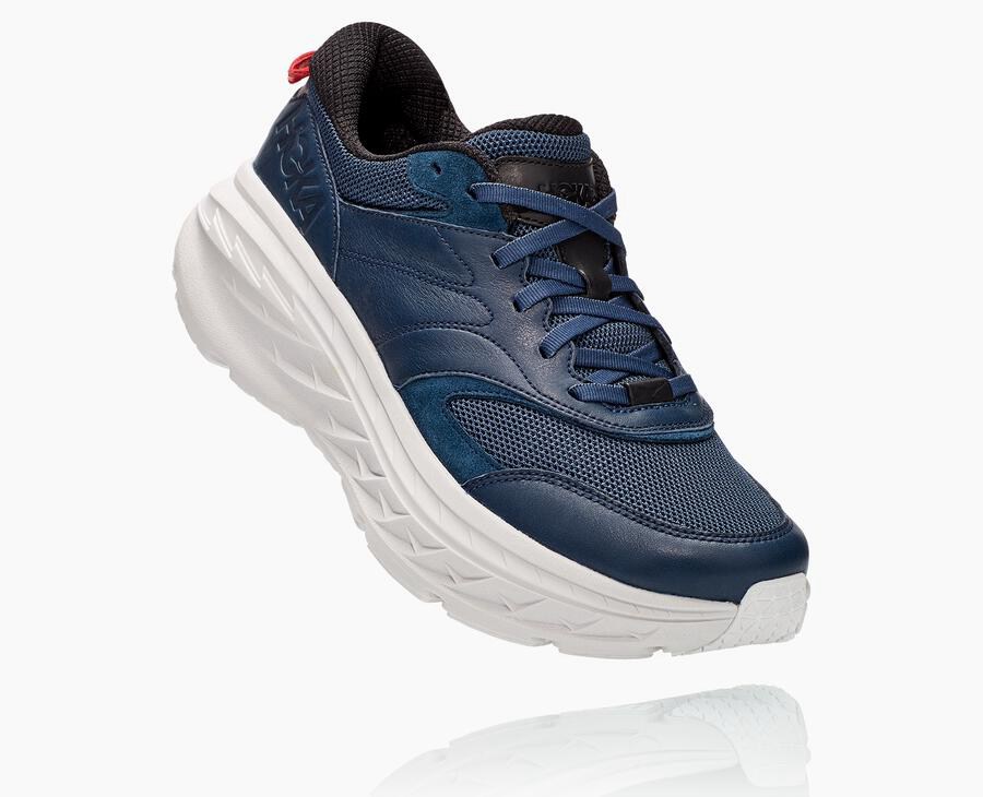 Hoka One One Bondi L - Men Running Shoes - Navy/White,Australia QNC-697254